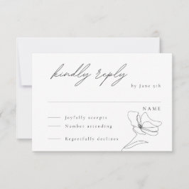 Tarjeta De Confirmación De Asistencia Tarjeta de gabinete de arte de línea floral minima