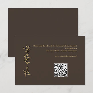 Tarjeta De Confirmación De Asistencia Tarjeta de Inclusión de Boda Marrón Oscuro y Dorad