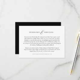 Tarjeta De Confirmación De Asistencia Tarjeta de información de boda simple en blanco y