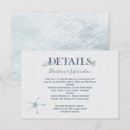Tarjeta De Confirmación De Asistencia Tarjeta de información de detalles del Boda oceáni