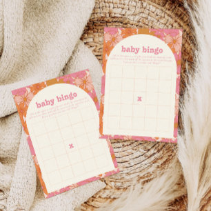 Tarjeta De Confirmación De Asistencia Tarjeta de juego Boho Groovy Baby Bingo Baby Showe