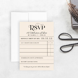 Tarjeta De Confirmación De Asistencia Tarjeta de libro de biblioteca de vintage Boda Tar