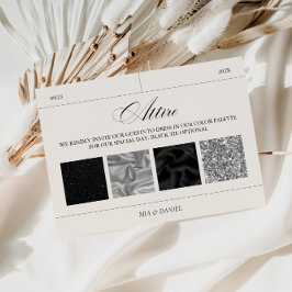 Tarjeta De Confirmación De Asistencia Tarjeta de paleta de color negro y plateado con at