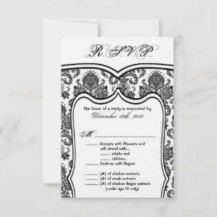 Tarjeta De Confirmación De Asistencia Tarjeta de R.S.V.P. de 3.5x5 para Boda Damask