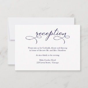Tarjeta De Confirmación De Asistencia Tarjeta de recepción de boda elegante en azul mari