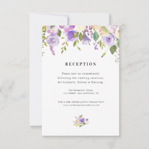 Tarjeta De Confirmación De Asistencia tarjeta de recepción de boda floral púrpura y melo