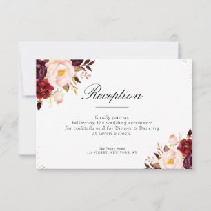 Tarjeta De Confirmación De Asistencia tarjeta de recepción de bodas con flores borgoñas