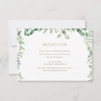 tarjeta de recepción de bodas verde eucalipto