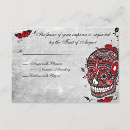 Tarjeta De Confirmación De Asistencia Tarjeta de recepción de tatuaje Rosa y flúor muert