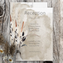 Tarjeta de recepción moderna rústica Boho Bouquet