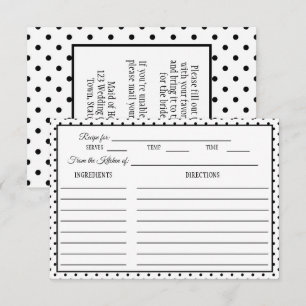 Tarjeta De Confirmación De Asistencia Tarjeta de receta de ducha de novia Polka Dot negr