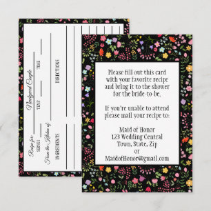 Tarjeta De Confirmación De Asistencia Tarjeta de Receta para Bridal Shower Flores Silves