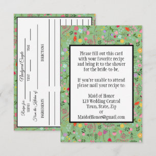 Tarjeta De Confirmación De Asistencia Tarjeta de Receta para Bridal Shower Jardín de Flo