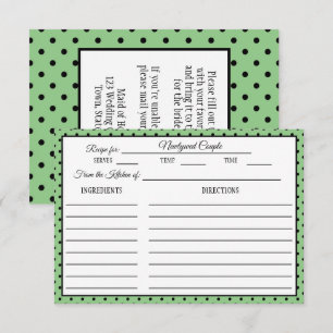 Tarjeta De Confirmación De Asistencia Tarjeta de Receta para Bridal Shower Lunares Verde