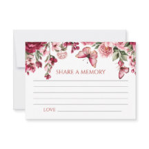 Tarjeta de recuerdo floral borgoña para funeral Co
