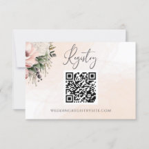 Tarjeta de registro de boda floral sonrosado
