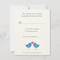Tarjeta de respuesta/RSVP de boda de pájaros monog
