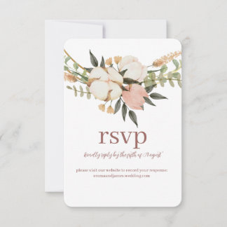 Tarjeta De Confirmación De Asistencia Tarjeta de sitio Boda de Watercolor Floral Respons