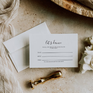 Tarjeta De Confirmación De Asistencia Tarjeta de solicitud de canción de Boda blanco neg