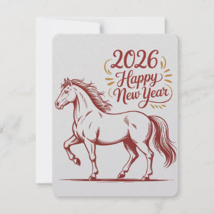 Tarjeta De Confirmación De Asistencia Tarjeta del Caballo de Fuego Rojo del Año Nuevo Ch
