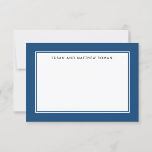 Tarjeta De Confirmación De Asistencia Tarjeta plana pequeña personalizada con borde azul