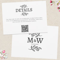 Tarjeta QR con detalles de iniciales de monograma