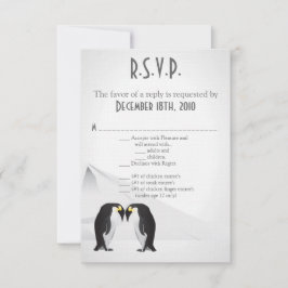 Tarjeta De Confirmación De Asistencia Tarjeta R.S.V.P. 3.5x5 Pingüinos se emparejan de p