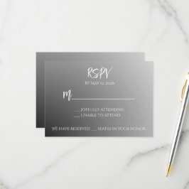 Tarjeta De Confirmación De Asistencia Tarjeta RSPV elegante en blanco y negro (estilo 2)