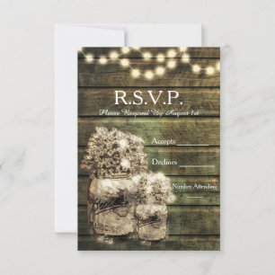 Tarjeta De Confirmación De Asistencia Tarjeta Rustic Mason Jar R.S.V.P