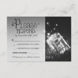 Tarjeta De Confirmación De Asistencia tarro de mason luciérnagas boda rústica jardín RSV