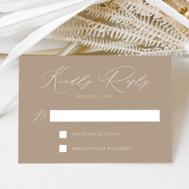 Tarjeta De Confirmación De Asistencia Taupe Modern Elegance Boda