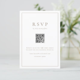 Tarjeta De Confirmación De Asistencia Taupe Tipografía Simple Código QR Boda formal