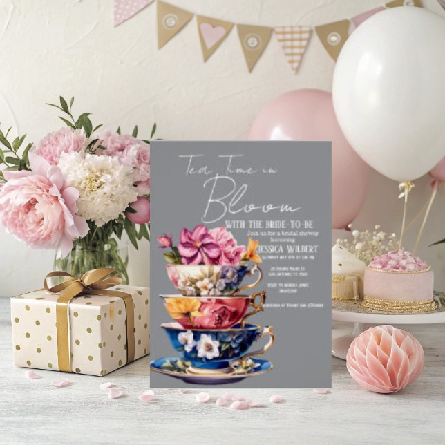 Tarjeta De Confirmación De Asistencia Tea Time in Bloom Bridal Shower Invitation  (personalize this beauty tea Time in Bloom Bridal shower invitation )