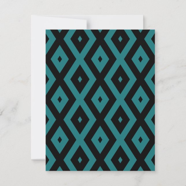 Tarjeta De Confirmación De Asistencia Teal and black diamond pattern (Anverso)