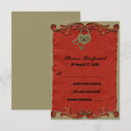 Tarjeta De Confirmación De Asistencia Tecla de esqueleto gótico rojo vintage guardar la 