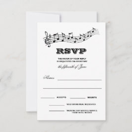 Tarjeta De Confirmación De Asistencia Teclas de piano de músicos creativos para boda