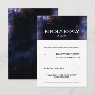 Tarjeta De Confirmación De Asistencia Tema celestial de galaxia espacial elegante oscura