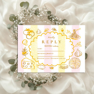 Tarjeta De Confirmación De Asistencia Tema de comida Boda italiana Pastel