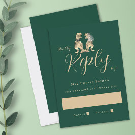 Tarjeta De Confirmación De Asistencia Tema de Dinosaurios Boda Verde
