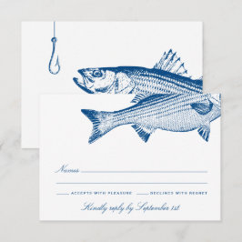 Tarjeta De Confirmación De Asistencia Tema de pesca de lubina rayada Boda elegante