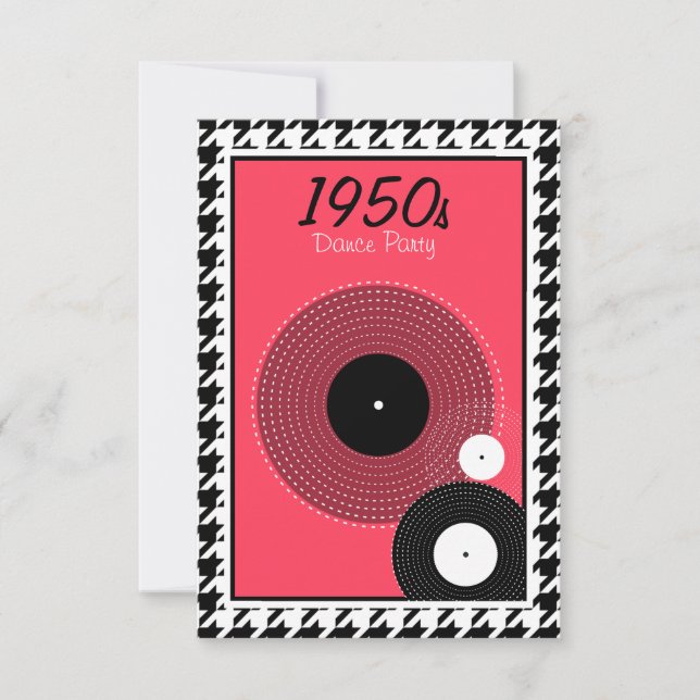 Tarjeta De Confirmación De Asistencia Tema rosa, negro y blanco de los años 50 (Anverso)