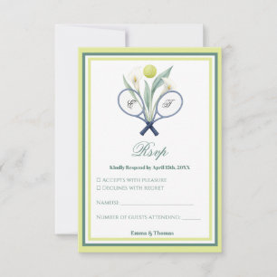 Tarjeta De Confirmación De Asistencia Tenis Tema Tenniscore Boda Color del timbre verde