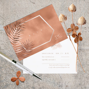 Tarjeta De Confirmación De Asistencia Terra Cotta ID956 Boda de hojas de palmera exubera