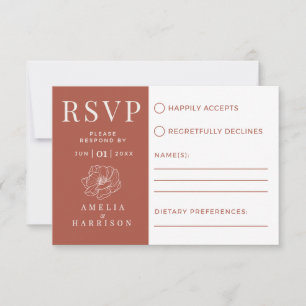 Tarjeta De Confirmación De Asistencia Terra Cotta Naranja Floral Elegante Boda