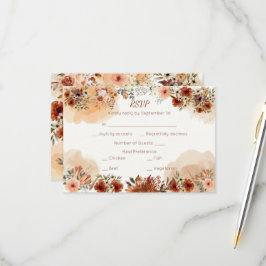 Tarjeta De Confirmación De Asistencia Terracota Boho Floral Otoño Rústico Elegante