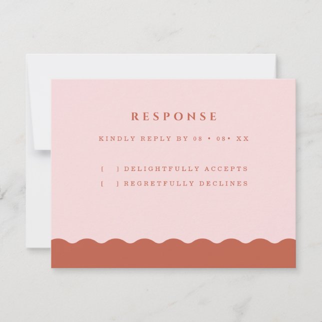 Tarjeta De Confirmación De Asistencia Terracota Boho Wavy Edge y Boda Rubor (Anverso)