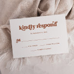 Tarjeta De Confirmación De Asistencia Terracota Boho y Retro y Blanco<br><div class="desc">Esta sencilla y boho tarjeta de respuesta rsvp presenta terracota,  tipografía retro sobre un fondo blanco. Se coordina perfectamente con nuestras invitaciones boho retro bridal,  duchas de pareja,  bat mitzvah o bar mitzvah.</div>