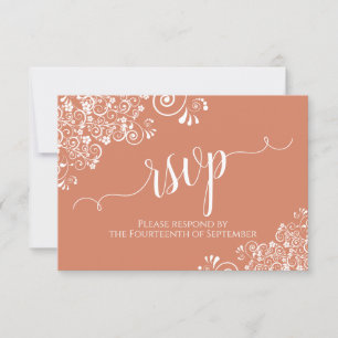 Tarjeta De Confirmación De Asistencia Terracota de color blanco Coral Elegante Boda de g