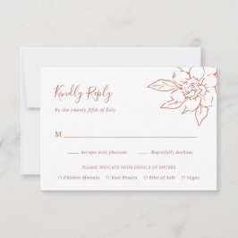 Tarjeta De Confirmación De Asistencia Terracota Line Art Floral Elegante Boda