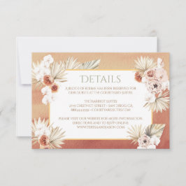 Tarjeta De Confirmación De Asistencia Terracota y Palm Khaki dejan detalles tropicales